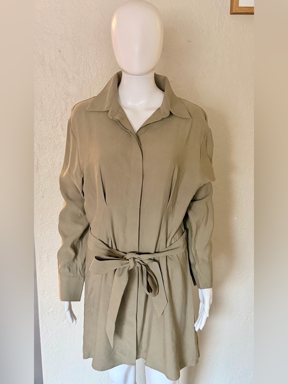 H&M Olive Green Button-Up Shirt Dress